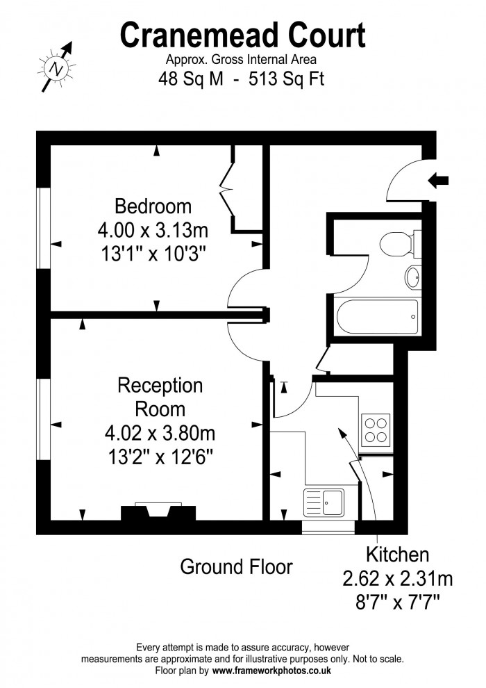 Floorplan for Flat 5, Cranemead Court, TW1
