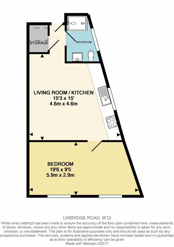 Floorplan for Flat 1, 75a Uxbridge Road, W12