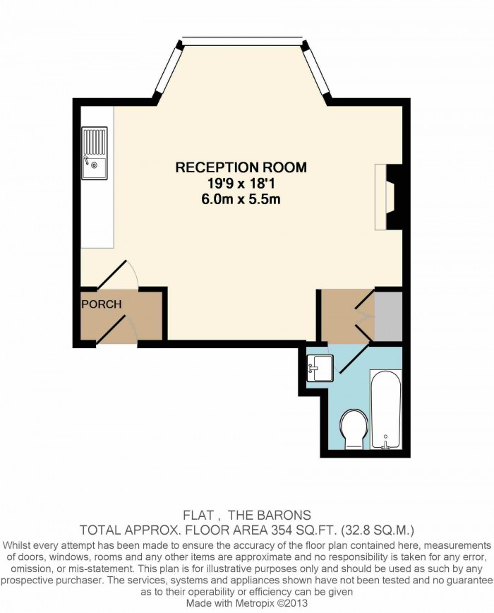 Floorplan for Flat 3, 15 The Barons, TW1