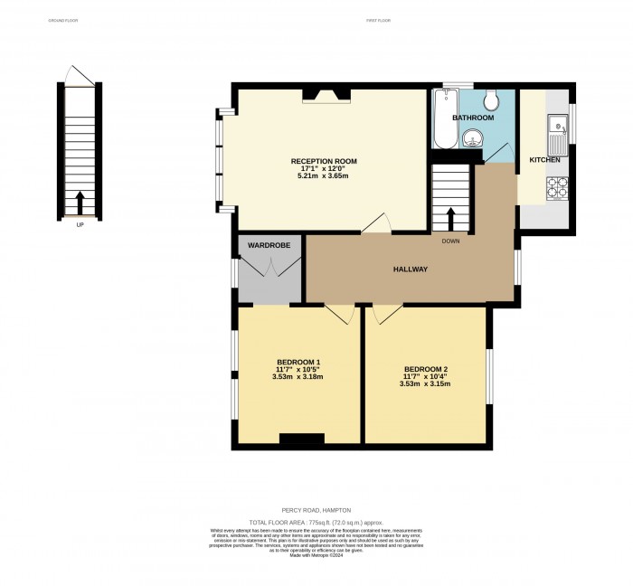 Floorplan for 95a Percy Road, TW12