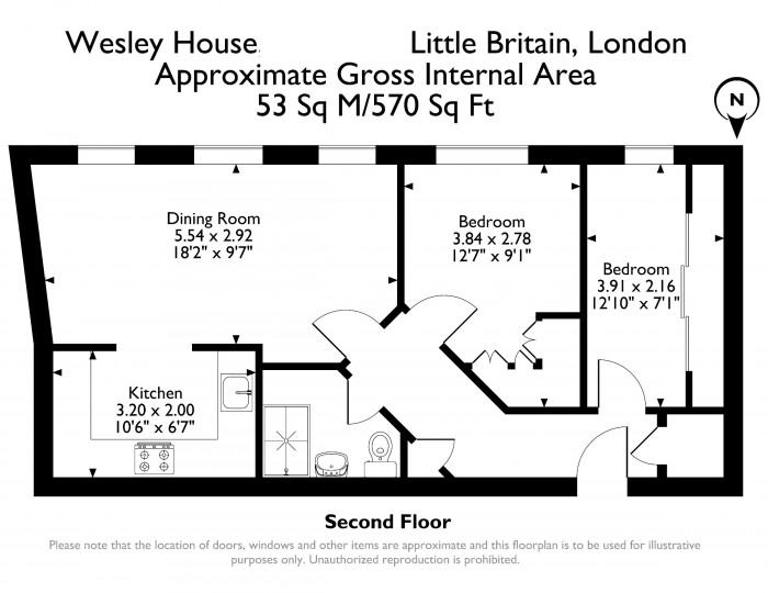 Floorplan for Flat 10, Wesley House, EC1A