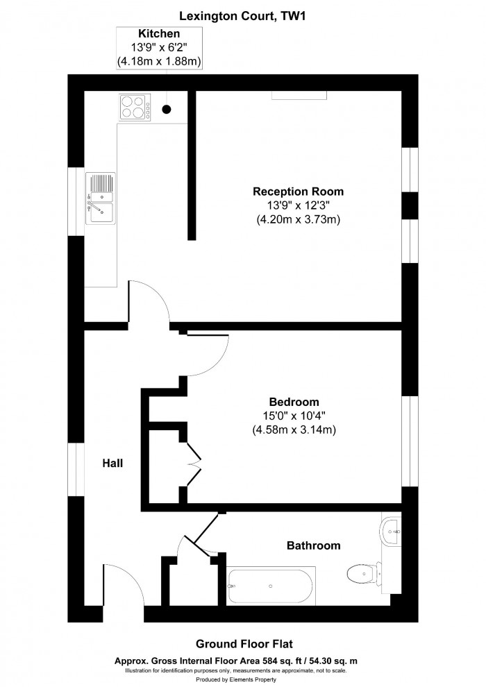 Floorplan for Flat 2, Lexington Court, TW1