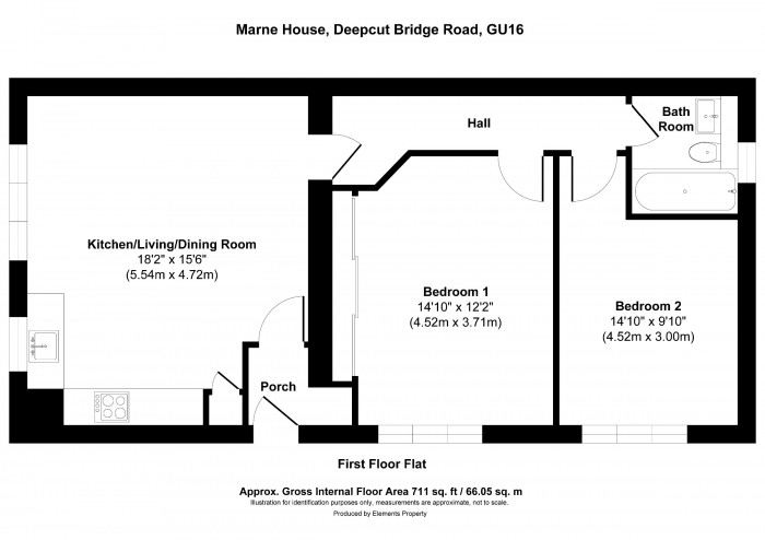 Floorplan for Flat 18, Marne House, GU16